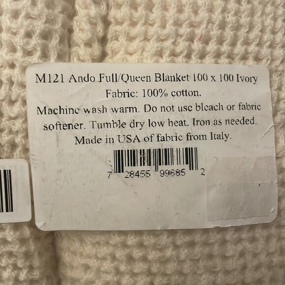 Matouk Waffle Knit Blanket In Ivory Full Queen Retails $648 - Picture 7 of 7